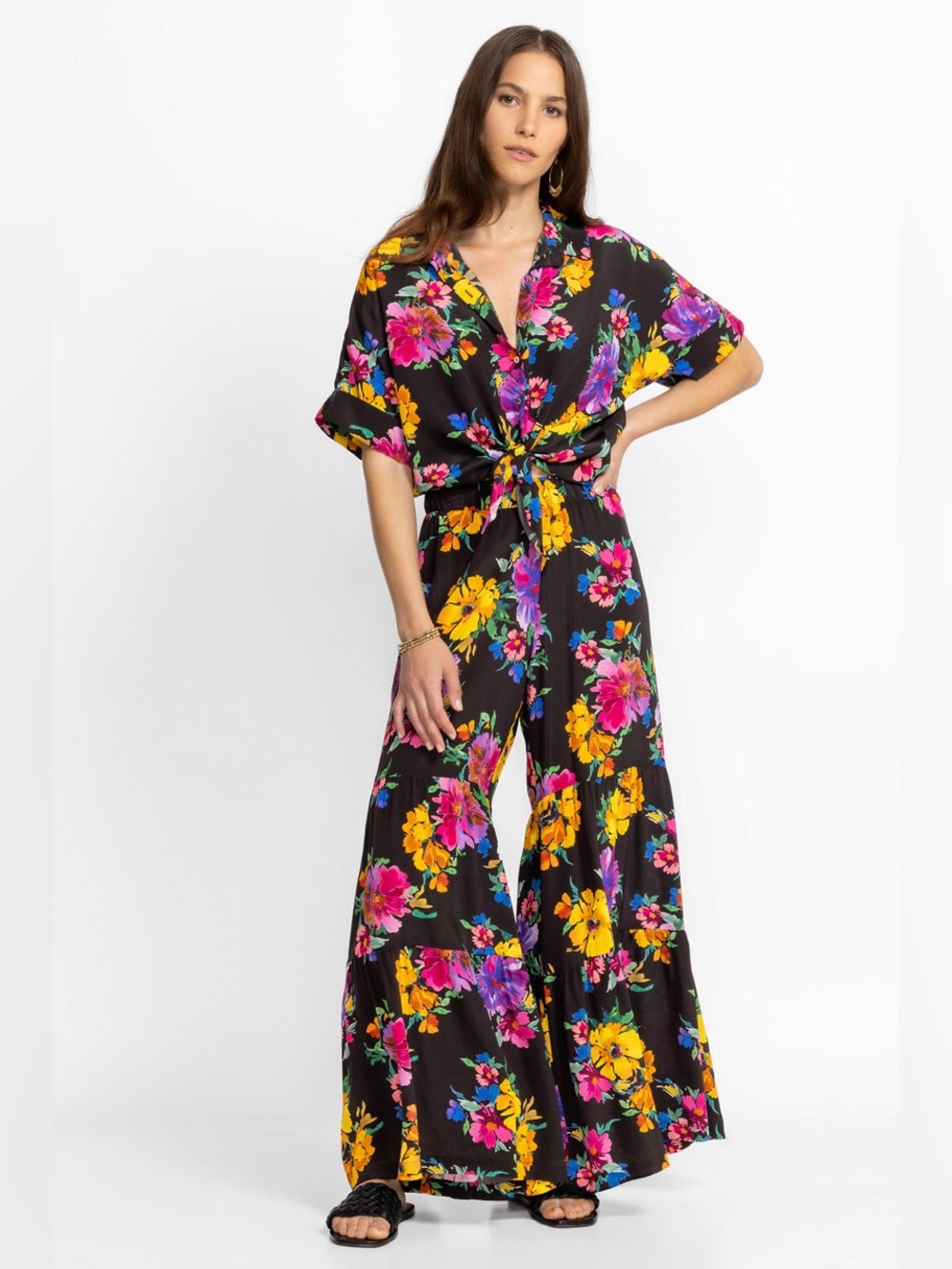 Johnny Was Poppy Silk Tiered Pants